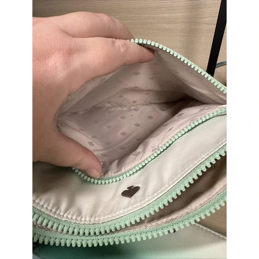 Kate Spade‎ Jae Degrade Ombre Flat Crossbody Teal White Fiji Green & Wallet